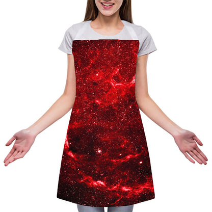 Red Stardust Universe Galaxy Space Print Adjustable Apron