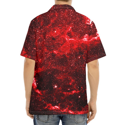 Red Stardust Universe Galaxy Space Print Aloha Shirt