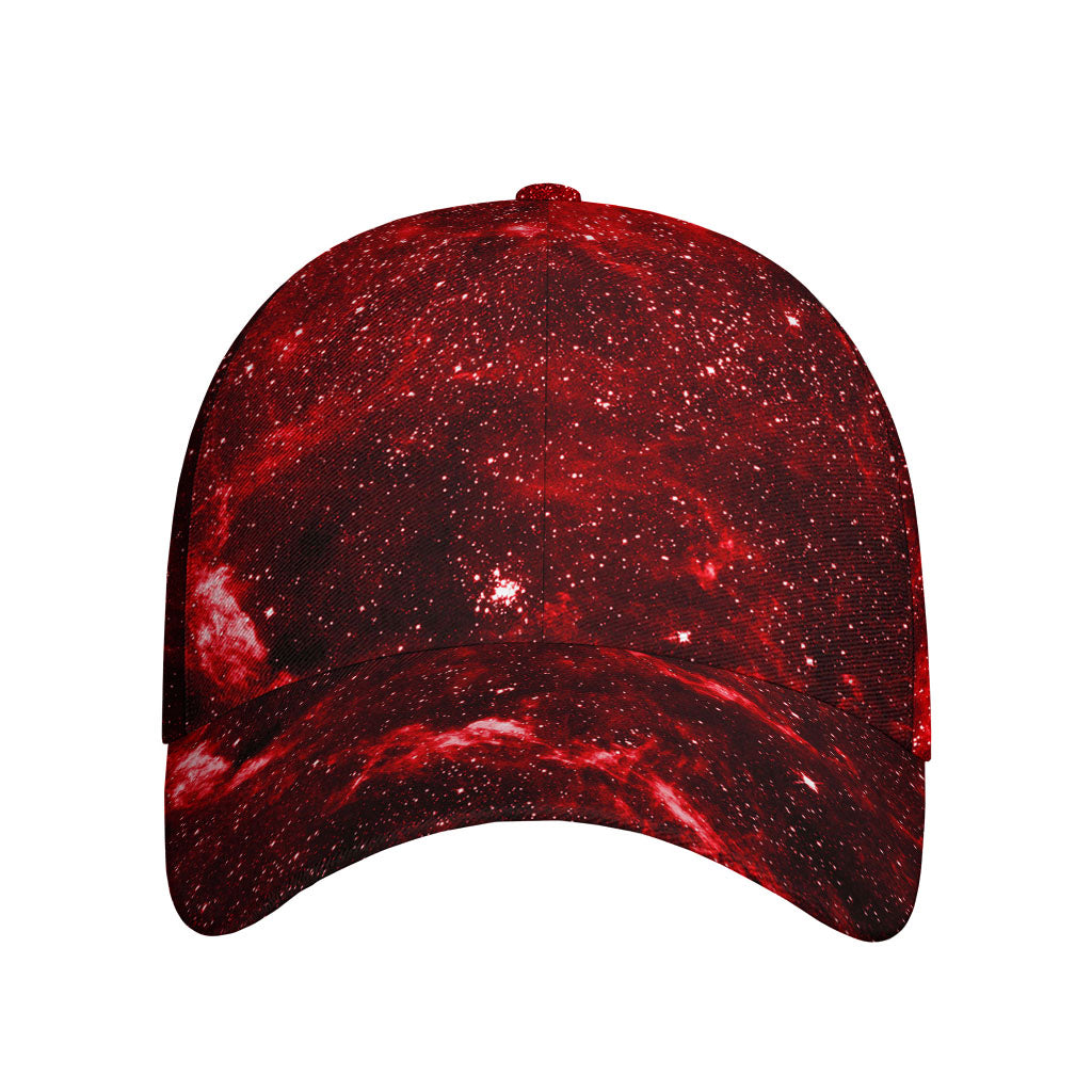 Red Stardust Universe Galaxy Space Print Baseball Cap