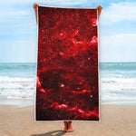 Red Stardust Universe Galaxy Space Print Beach Towel