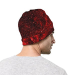 Red Stardust Universe Galaxy Space Print Beanie