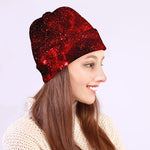 Red Stardust Universe Galaxy Space Print Beanie