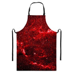 Red Stardust Universe Galaxy Space Print Bib Apron With Pocket