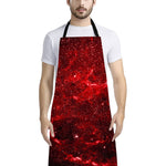 Red Stardust Universe Galaxy Space Print Bib Apron With Pocket