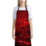 Red Stardust Universe Galaxy Space Print Bib Apron With Pocket