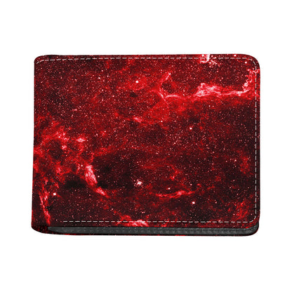 Red Stardust Universe Galaxy Space Print Bifold Wallet