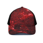 Red Stardust Universe Galaxy Space Print Black Mesh Trucker Cap