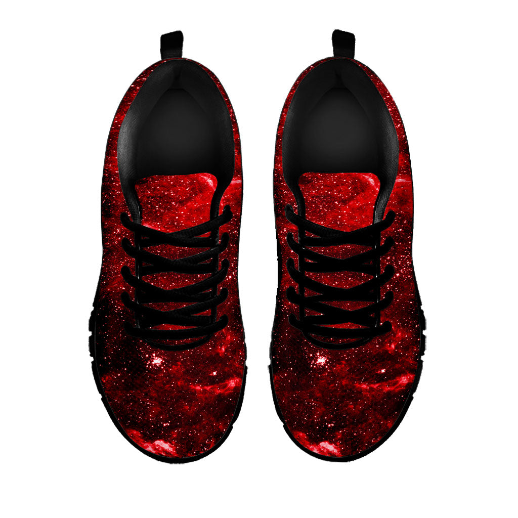 Red Stardust Universe Galaxy Space Print Black Running Shoes