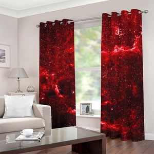 Red Stardust Universe Galaxy Space Print Blackout Grommet Curtains