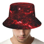 Red Stardust Universe Galaxy Space Print Bucket Hat