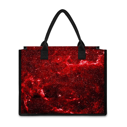 Red Stardust Universe Galaxy Space Print Canvas Tote Bag