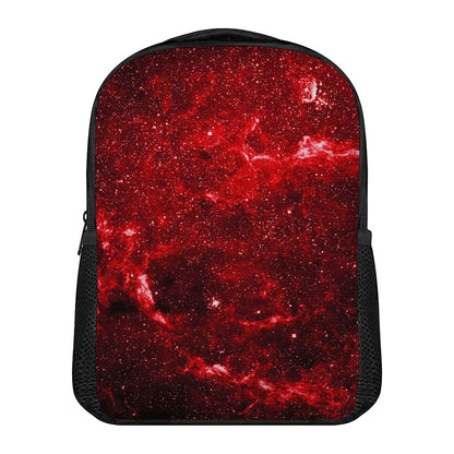 Red Stardust Universe Galaxy Space Print Casual Backpack