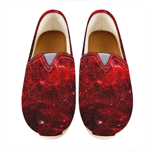 Red Stardust Universe Galaxy Space Print Casual Shoes