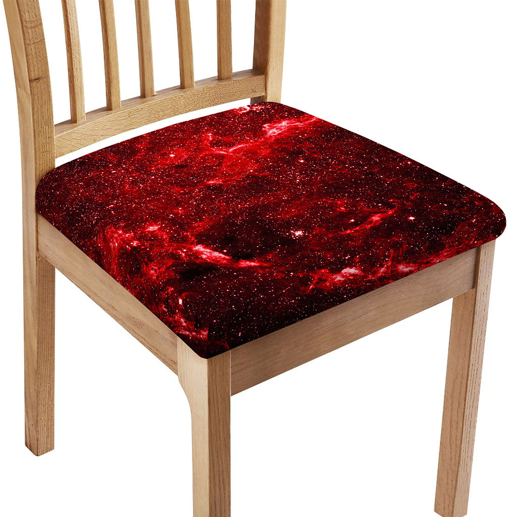 Red Stardust Universe Galaxy Space Print Chair Cushion Cover