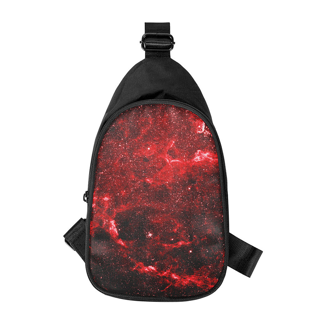 Red Stardust Universe Galaxy Space Print Chest Bag