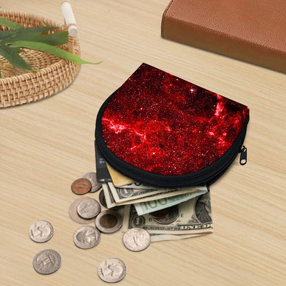 Red Stardust Universe Galaxy Space Print Coin Purse
