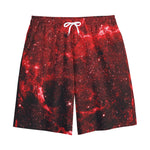 Red Stardust Universe Galaxy Space Print Cotton Shorts