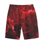 Red Stardust Universe Galaxy Space Print Cotton Shorts