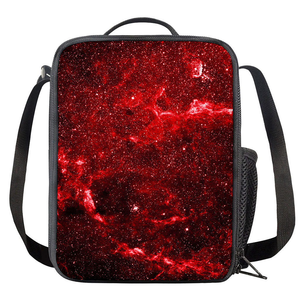 Red Stardust Universe Galaxy Space Print Crossbody Lunch Bag