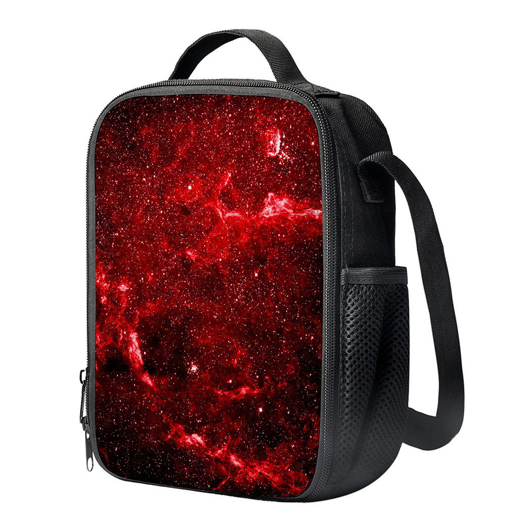 Red Stardust Universe Galaxy Space Print Crossbody Lunch Bag
