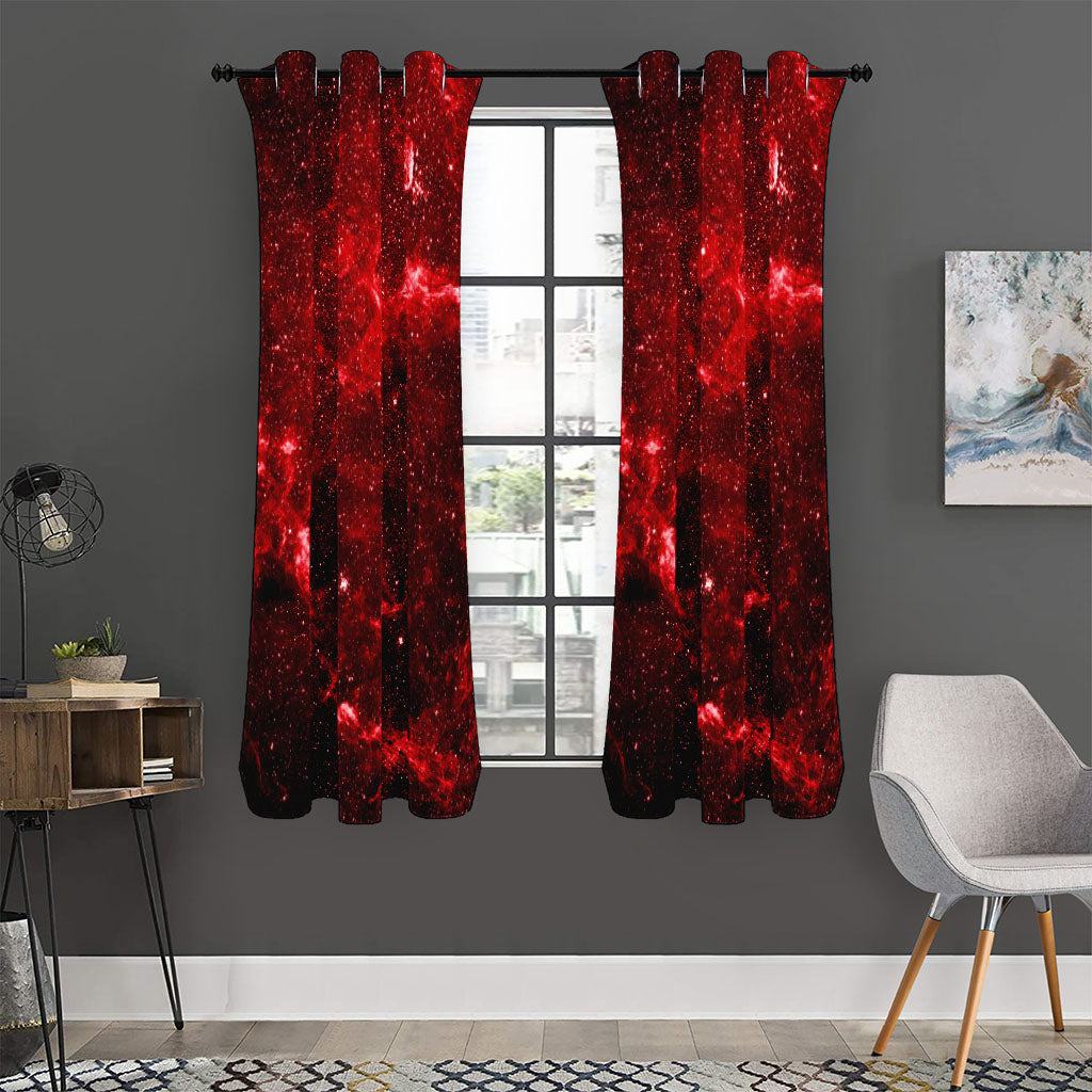Red Stardust Universe Galaxy Space Print Curtain