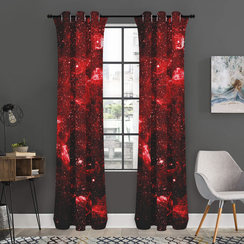 Red Stardust Universe Galaxy Space Print Curtain