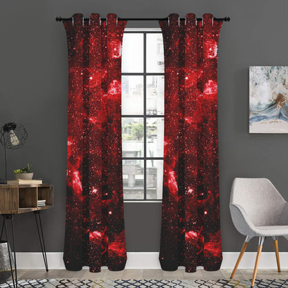 Red Stardust Universe Galaxy Space Print Curtain