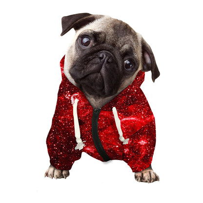 Red Stardust Universe Galaxy Space Print Dog Zip Up Hoodie