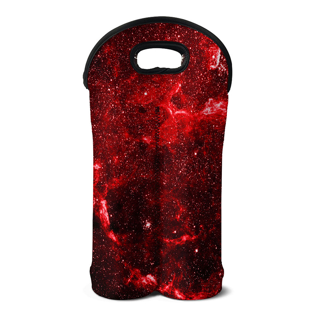 Red Stardust Universe Galaxy Space Print Double Neoprene Wine Tote
