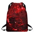 Red Stardust Universe Galaxy Space Print Drawstring Backpack