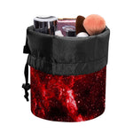Red Stardust Universe Galaxy Space Print Drawstring Makeup Bag