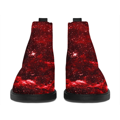 Red Stardust Universe Galaxy Space Print Flat Ankle Boots
