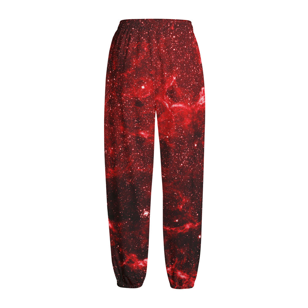 Red Stardust Universe Galaxy Space Print Fleece Lined Knit Pants