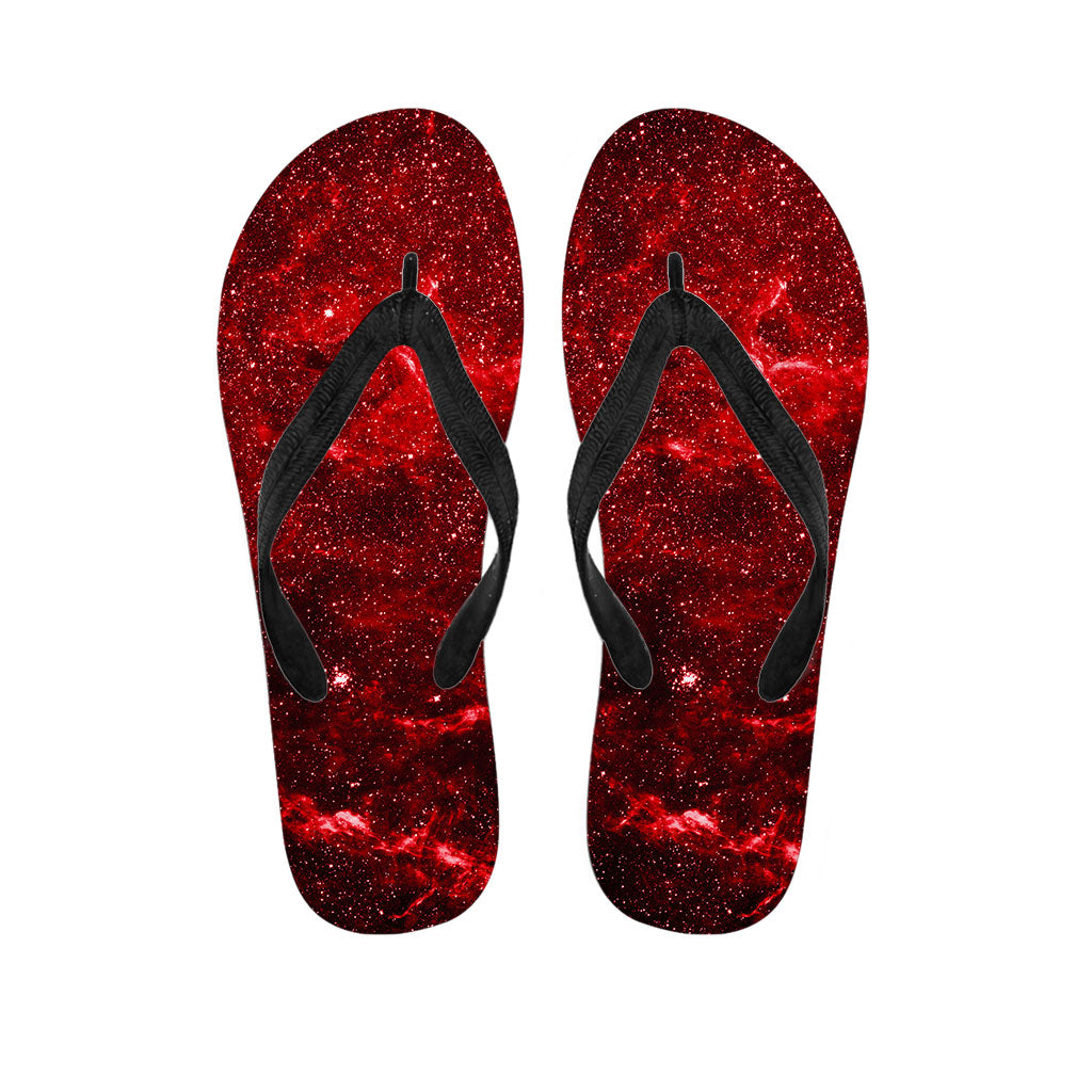 Red Stardust Universe Galaxy Space Print Flip Flops