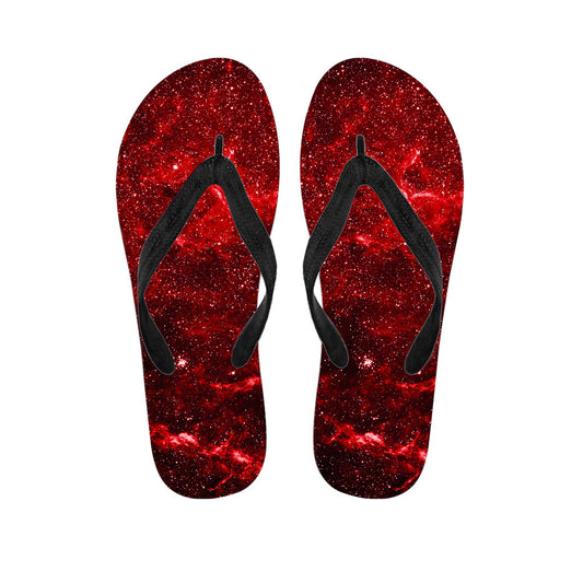 Red Stardust Universe Galaxy Space Print Flip Flops