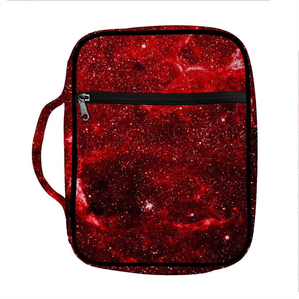Red Stardust Universe Galaxy Space Print Front Pocket Bible Bag