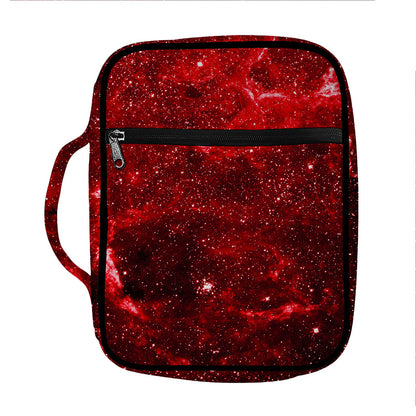 Red Stardust Universe Galaxy Space Print Front Pocket Bible Bag