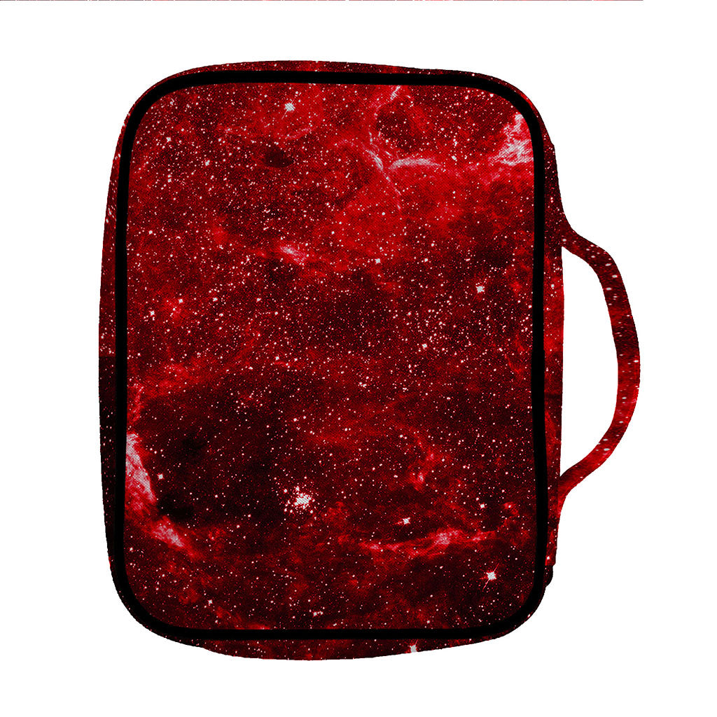 Red Stardust Universe Galaxy Space Print Front Pocket Bible Bag
