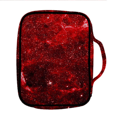 Red Stardust Universe Galaxy Space Print Front Pocket Bible Bag