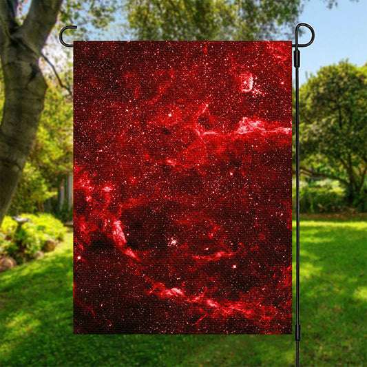 Red Stardust Universe Galaxy Space Print Garden Flag