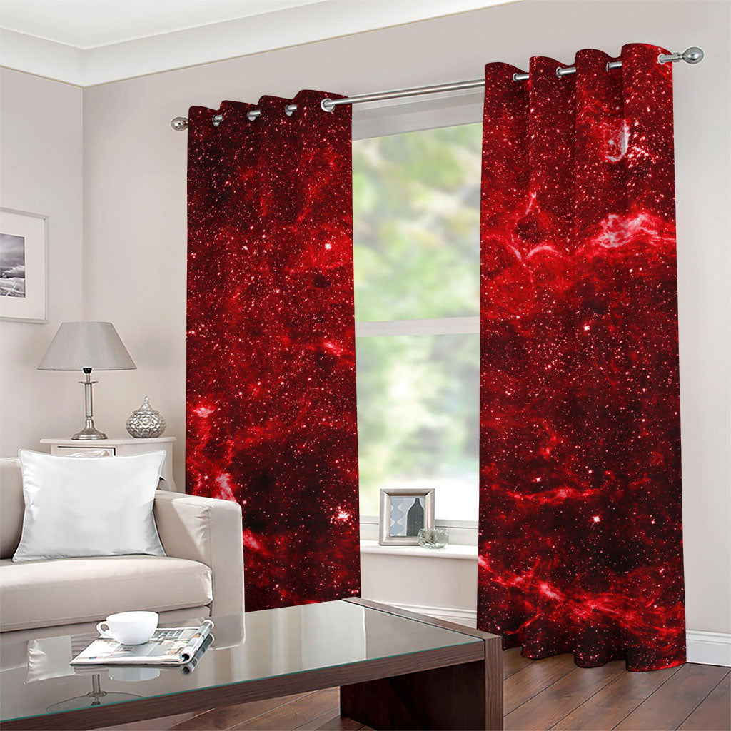 Red Stardust Universe Galaxy Space Print Grommet Curtains