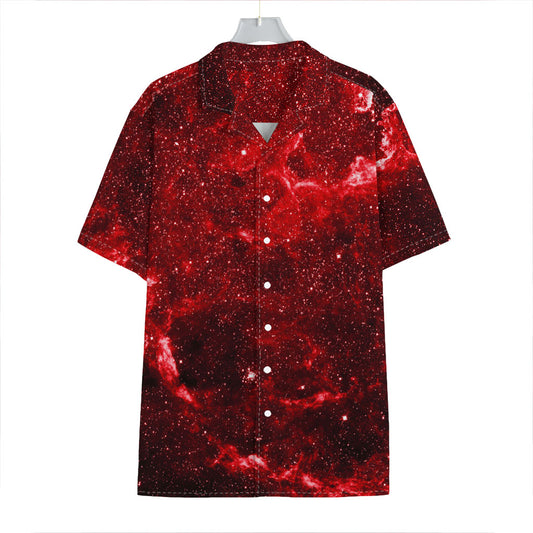Red Stardust Universe Galaxy Space Print Hawaiian Shirt