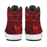 Red Stardust Universe Galaxy Space Print High Top Leather Sneakers