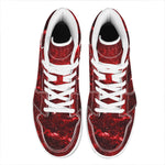 Red Stardust Universe Galaxy Space Print High Top Leather Sneakers