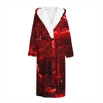 Red Stardust Universe Galaxy Space Print Hooded Bathrobe