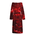Red Stardust Universe Galaxy Space Print Hooded Bathrobe