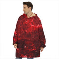 Red Stardust Universe Galaxy Space Print Hoodie Blanket