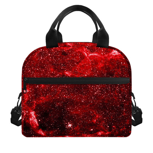 Red Stardust Universe Galaxy Space Print Insulated Lunch Bag