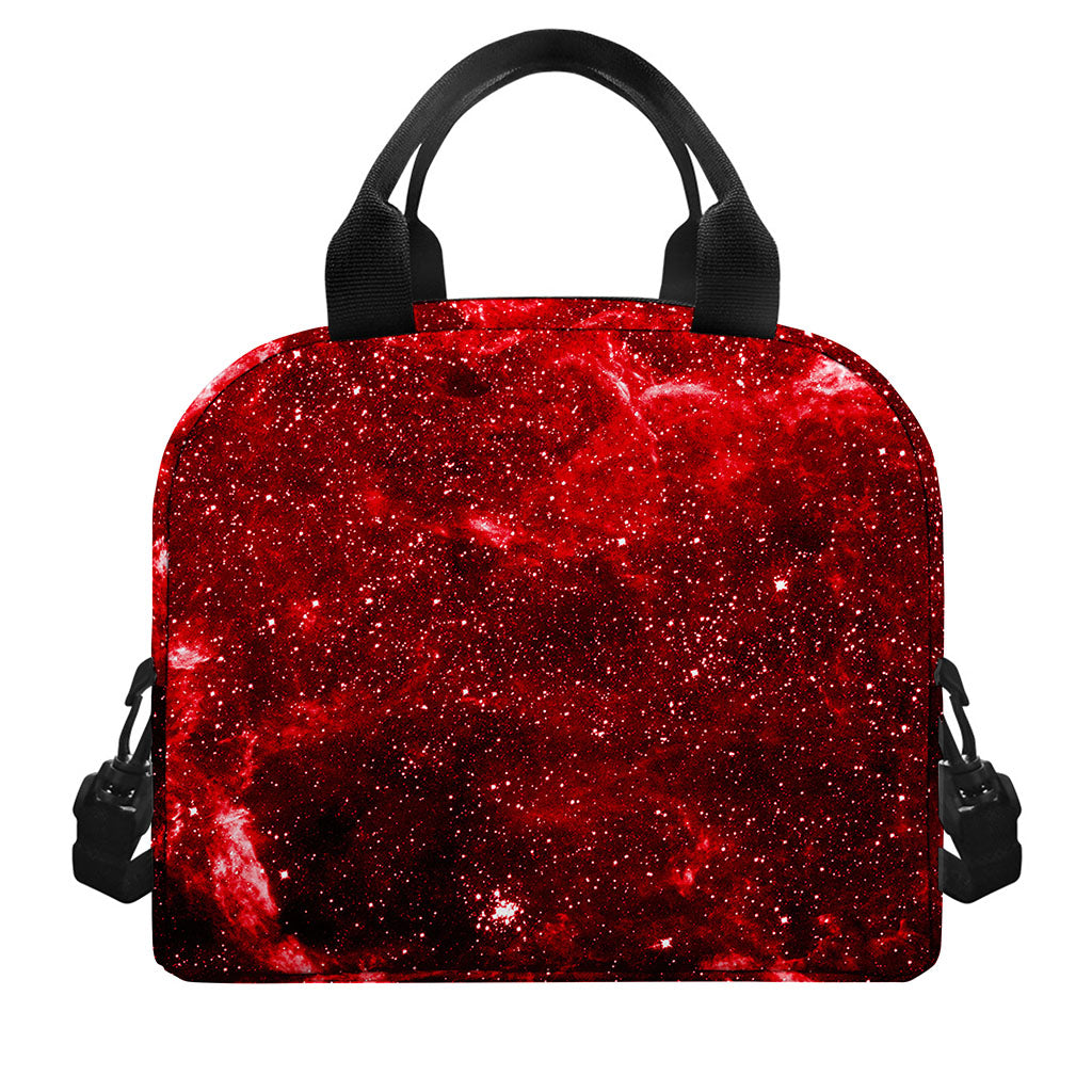 Red Stardust Universe Galaxy Space Print Insulated Lunch Bag