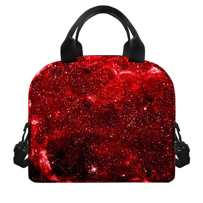 Red Stardust Universe Galaxy Space Print Insulated Lunch Bag